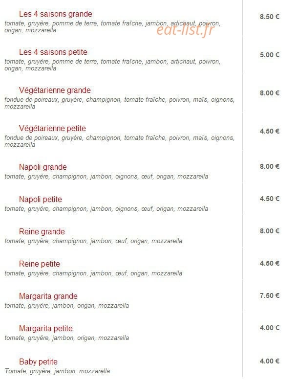 Celtic Pizza — carte page 6