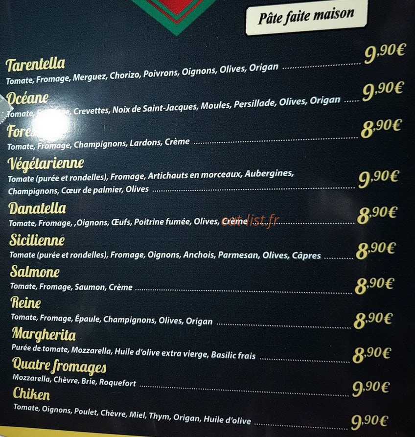 Les pizza Leuhannaise — carte page 1