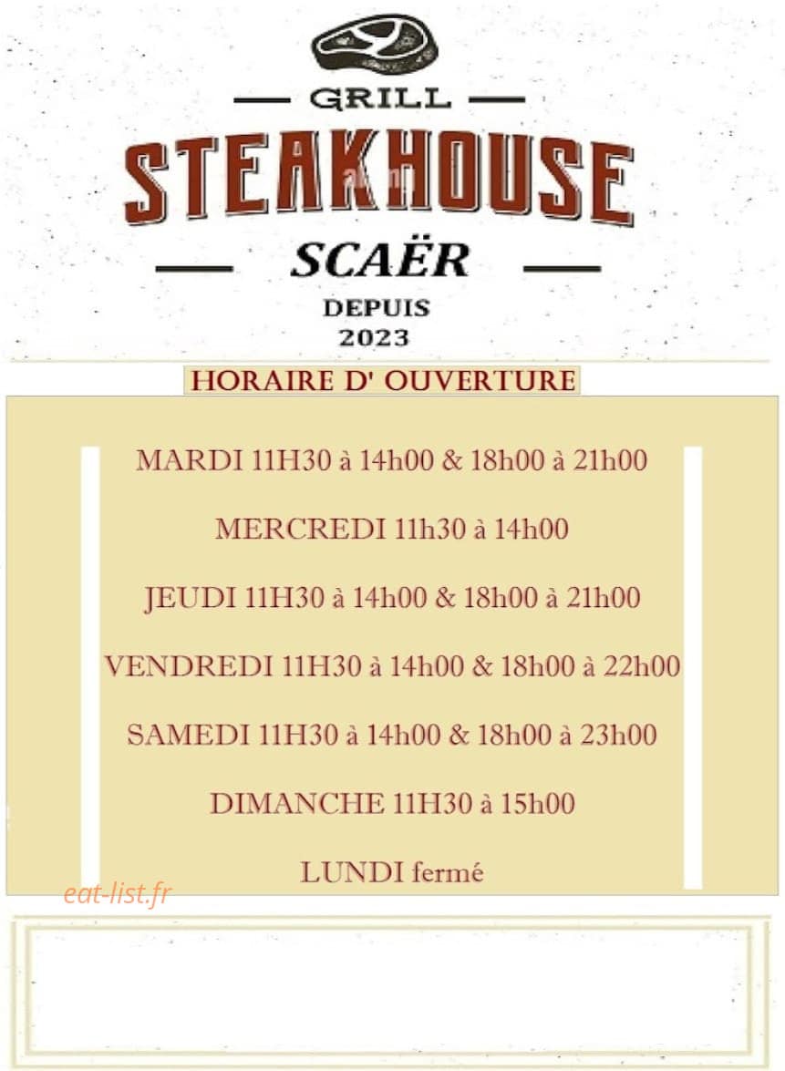 Steak House Grill — carte page 1