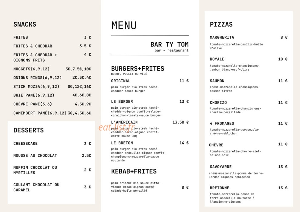 Ty Tom — carte page 1