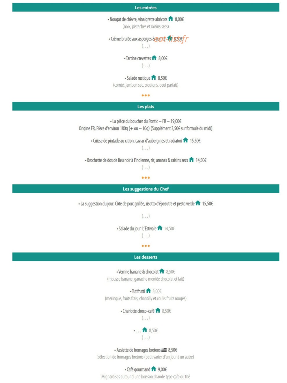 Au Relais du Vern — carte page 1