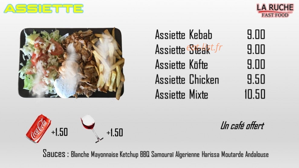 La Ruche Kebab — carte page 1