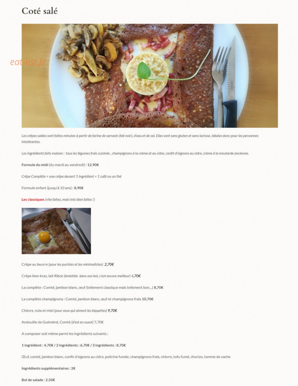 Les crêpes d'Alex — carte page 1