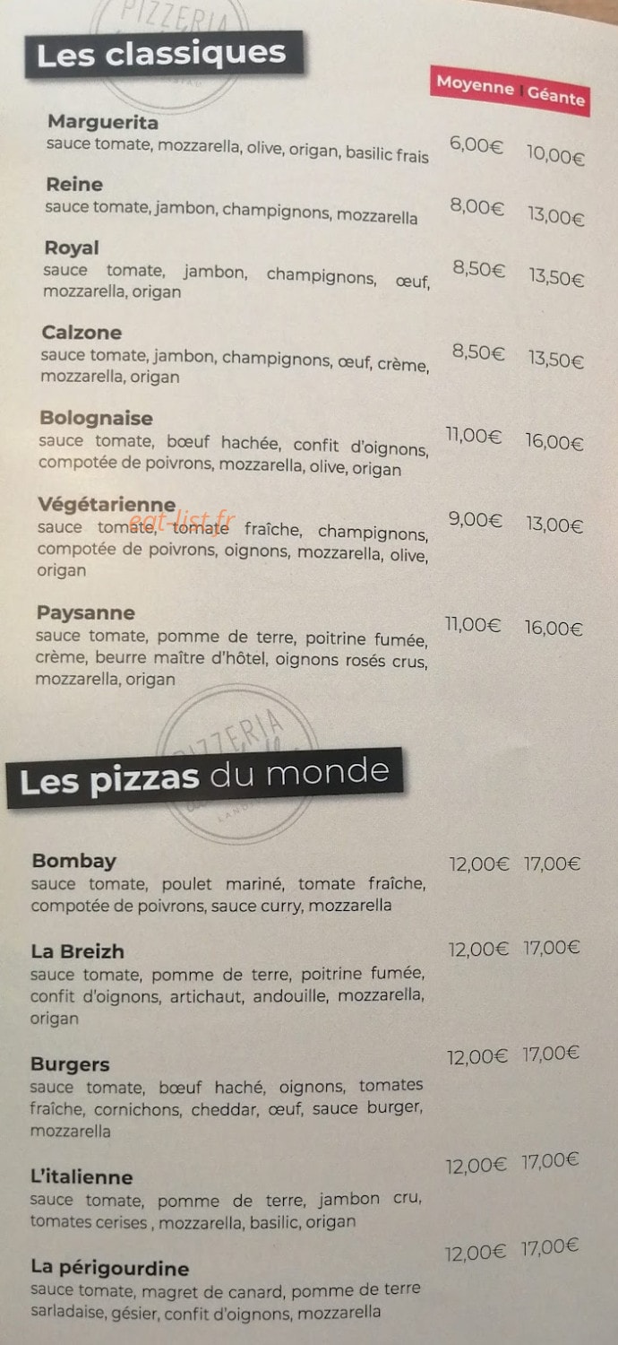 Pizzeria des halles — carte page 3