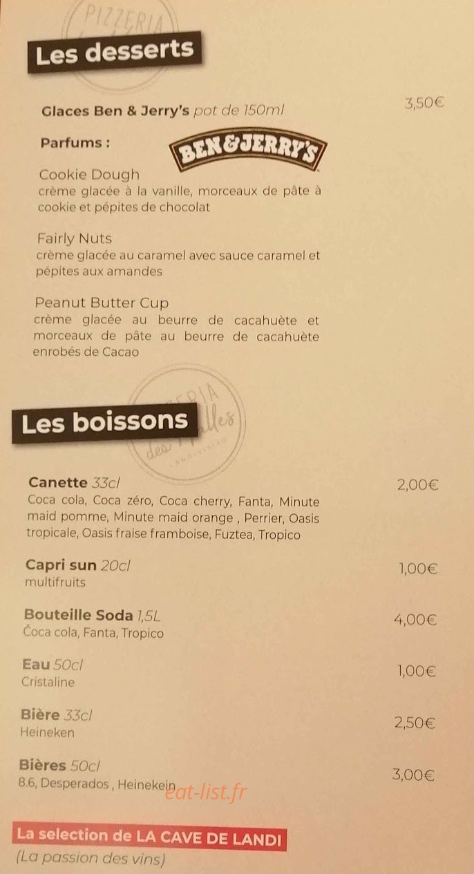 Pizzeria des halles — carte page 4