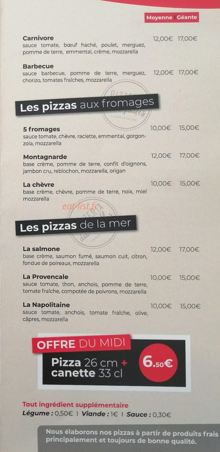 Pizzeria des halles — carte page 2