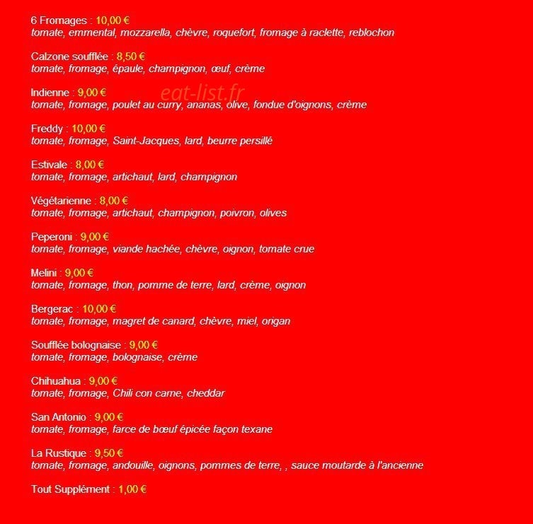 Taco Pizz' — carte page 2
