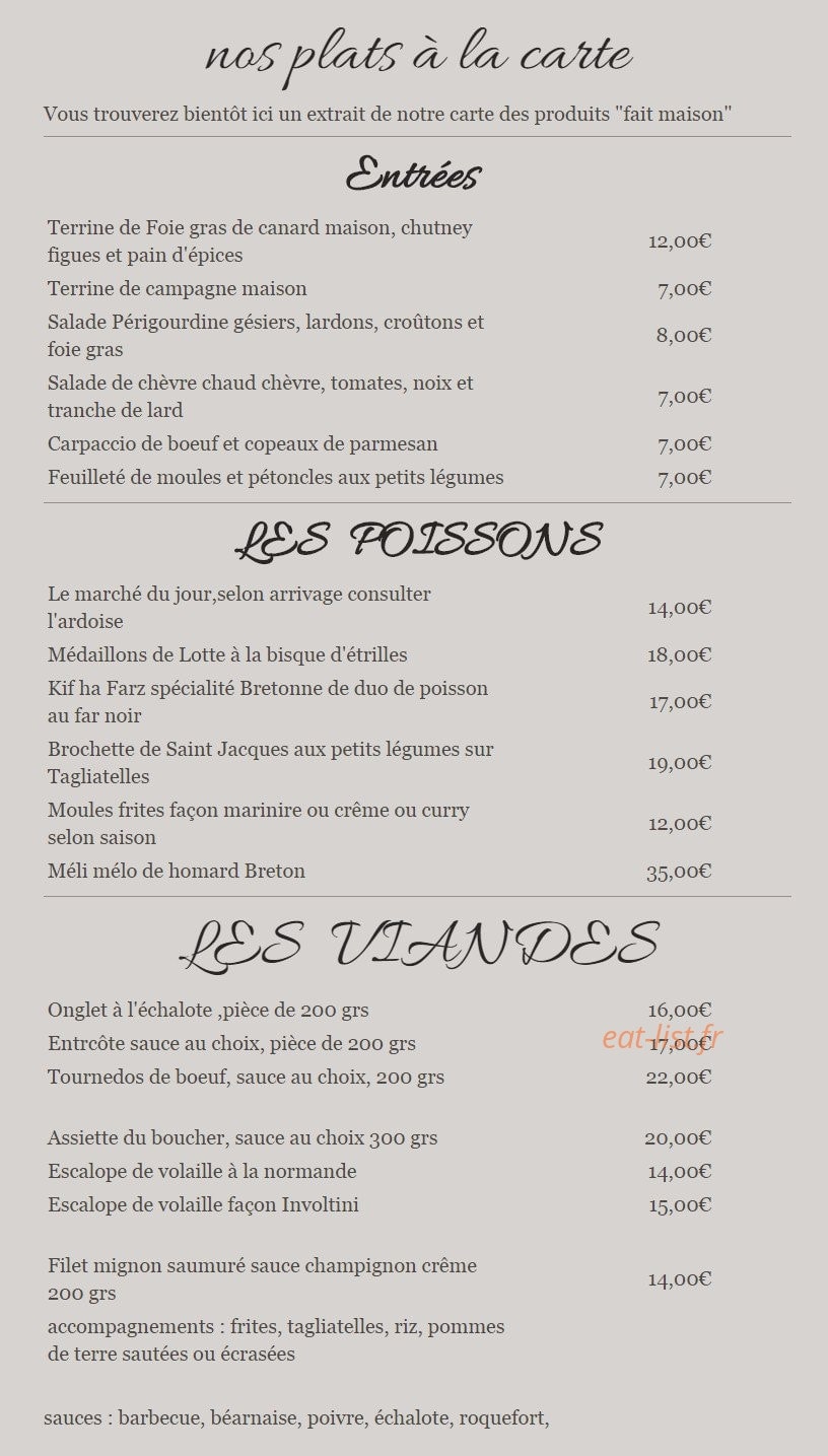 Le Bistrot des Halles — carte page 2