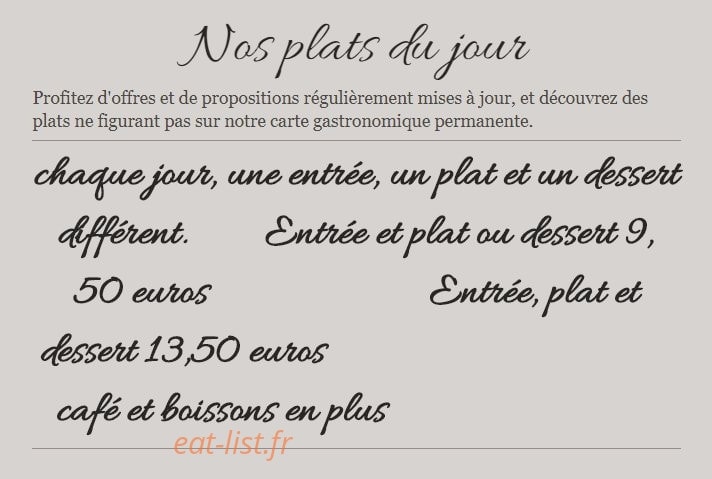 Le Bistrot des Halles — carte page 1