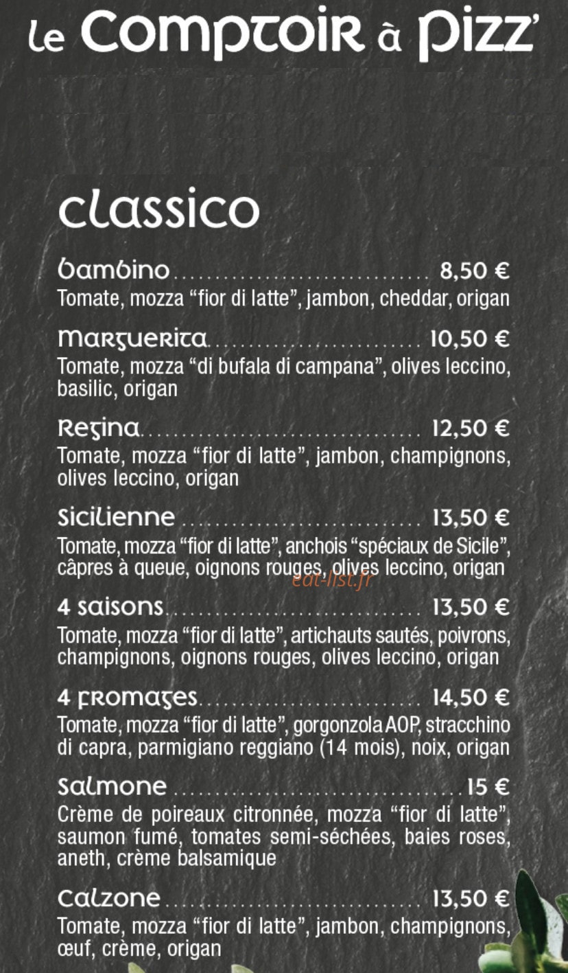 Le comptoir à pizz' — carte page 2