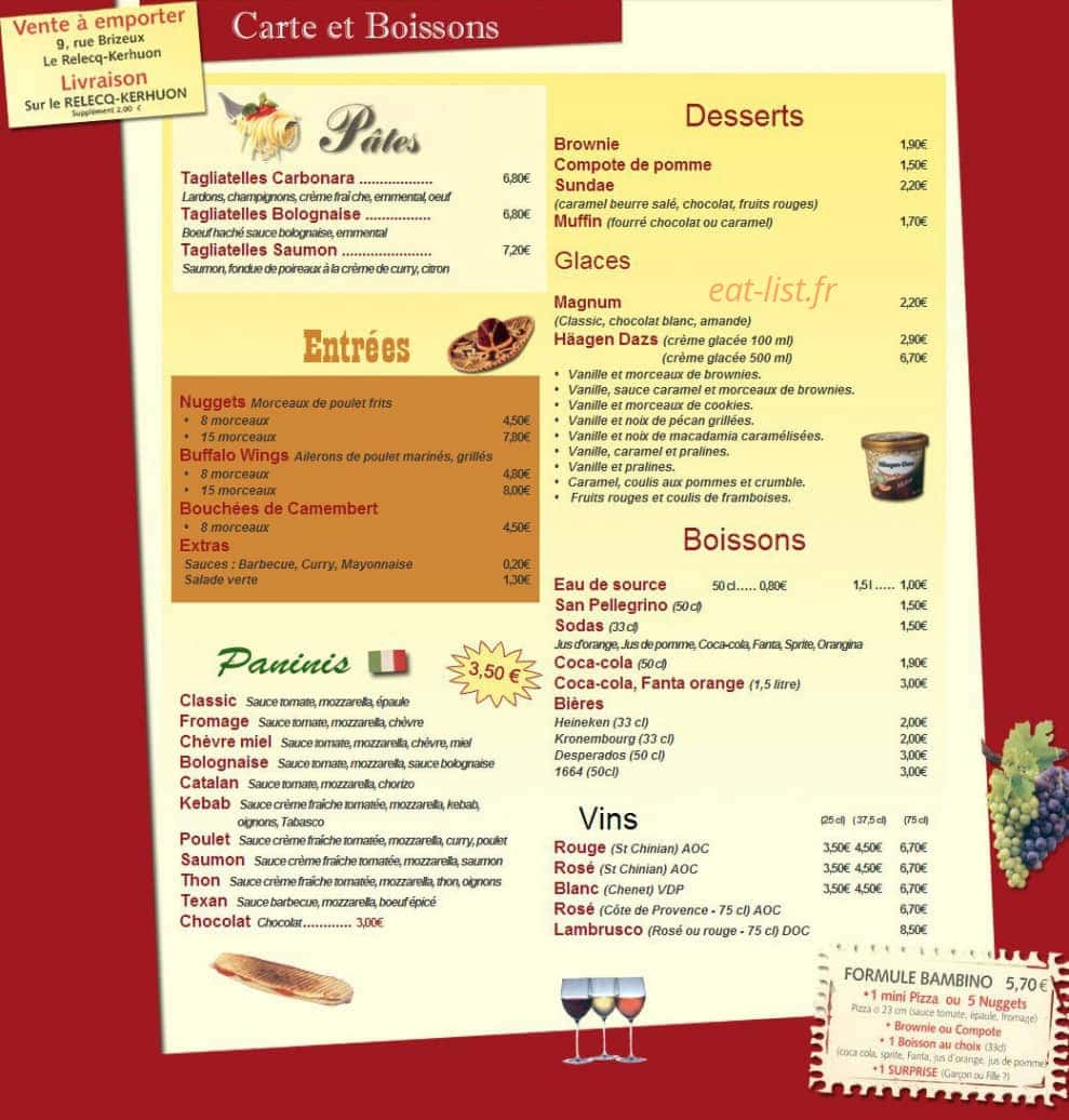 Crousti Pizz — carte page 2