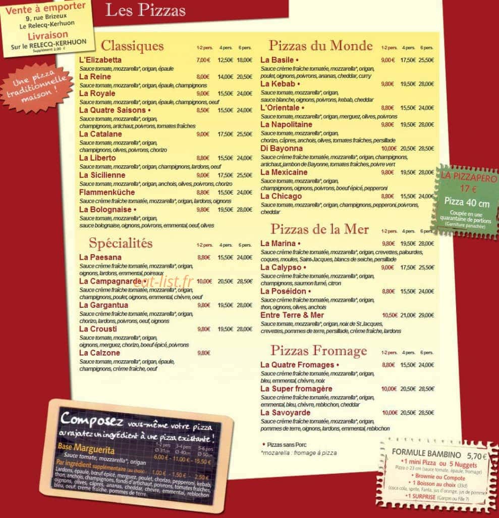 Crousti Pizz — carte page 1