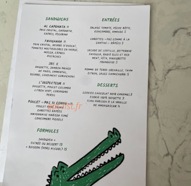 Café Sandwich — carte page 1