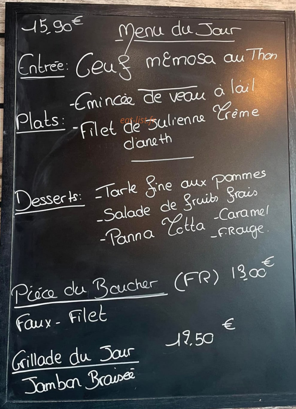 La brasserie moderne — carte page 1