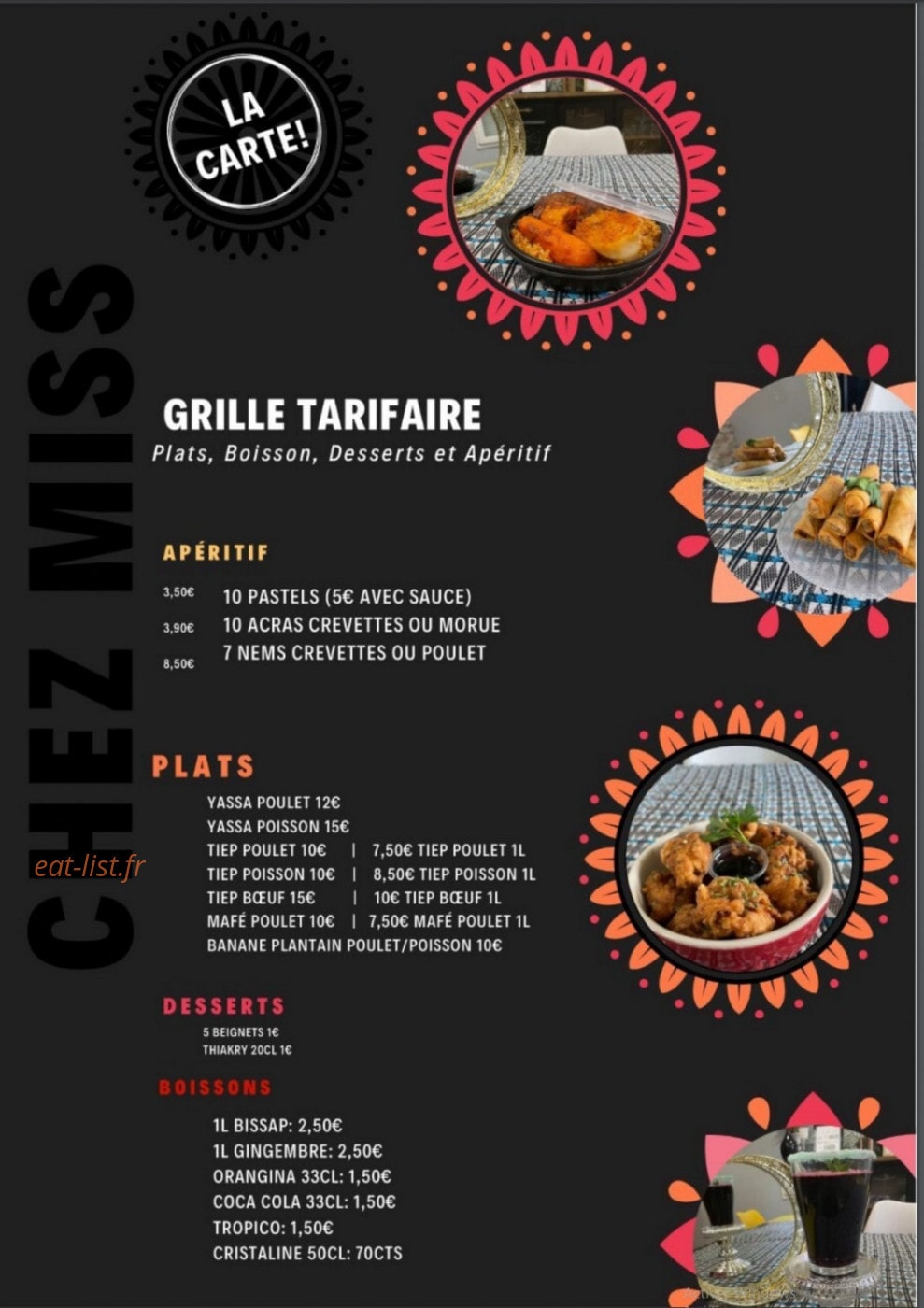 Chez  Miss — carte page 1