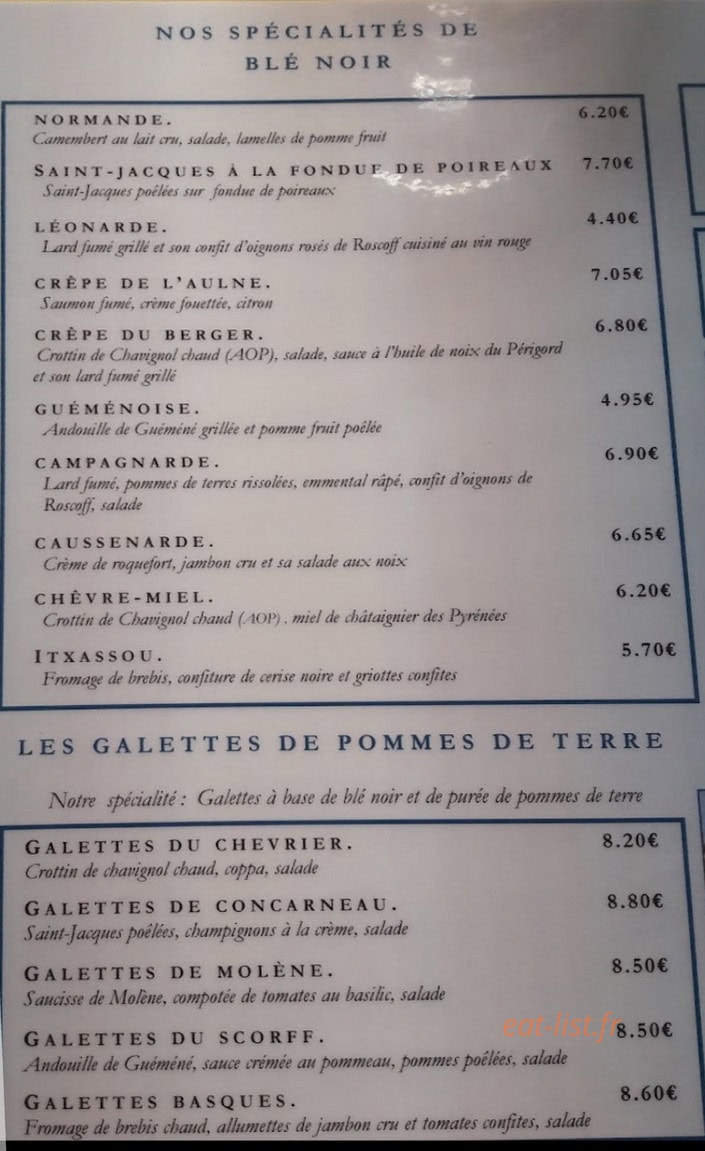 L'Air du Temps — carte page 2