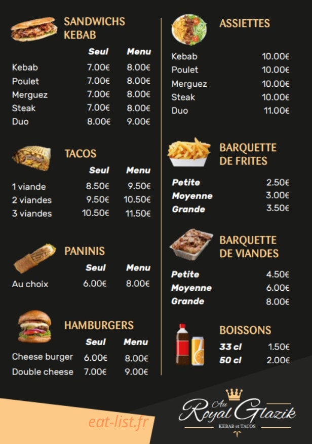 Au Royal Glazik — carte page 1