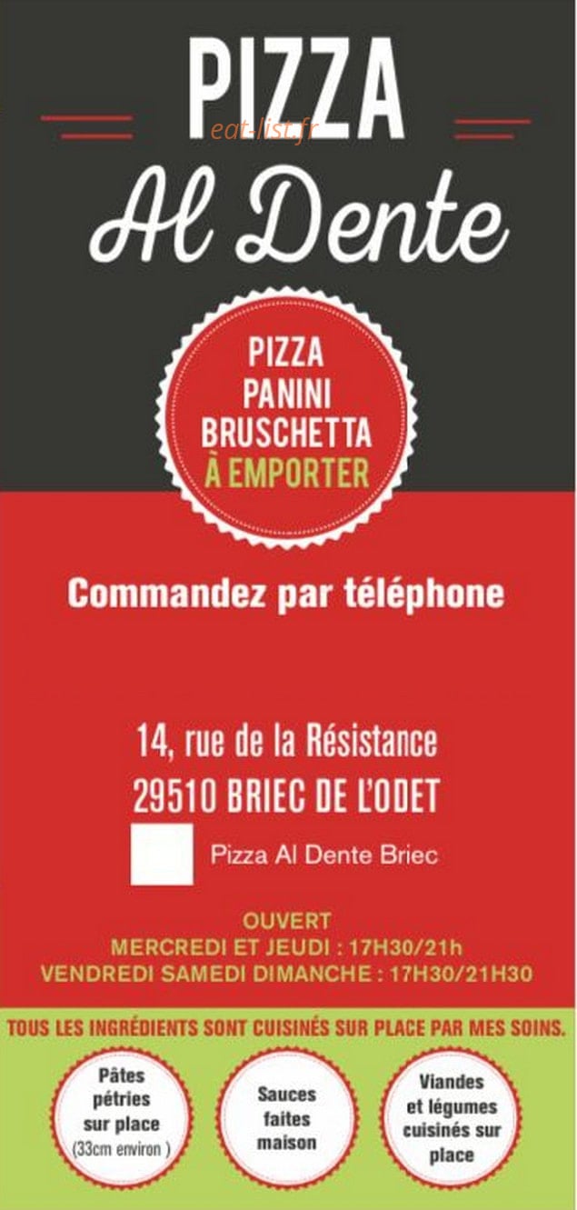 Pizza Al Dente — carte page 1
