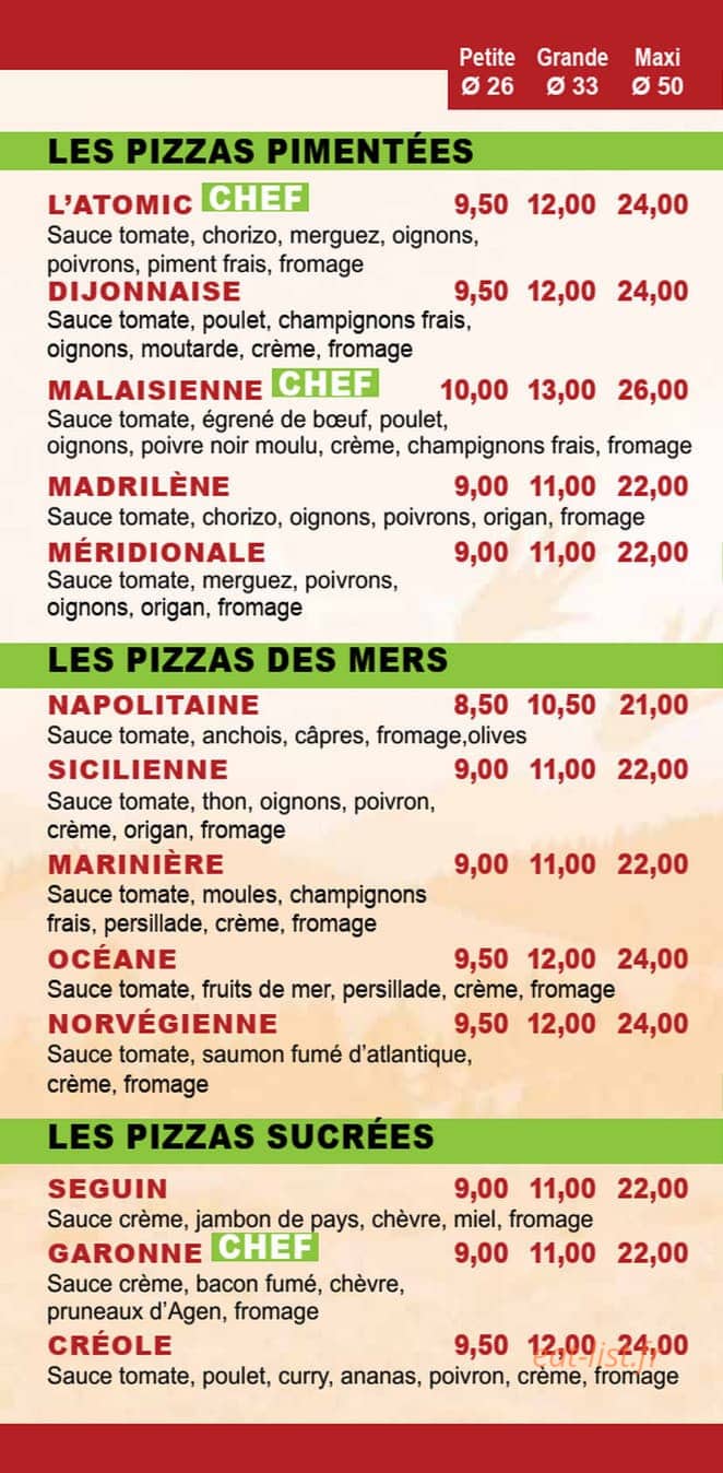 Pizzas d'Or val — carte page 5