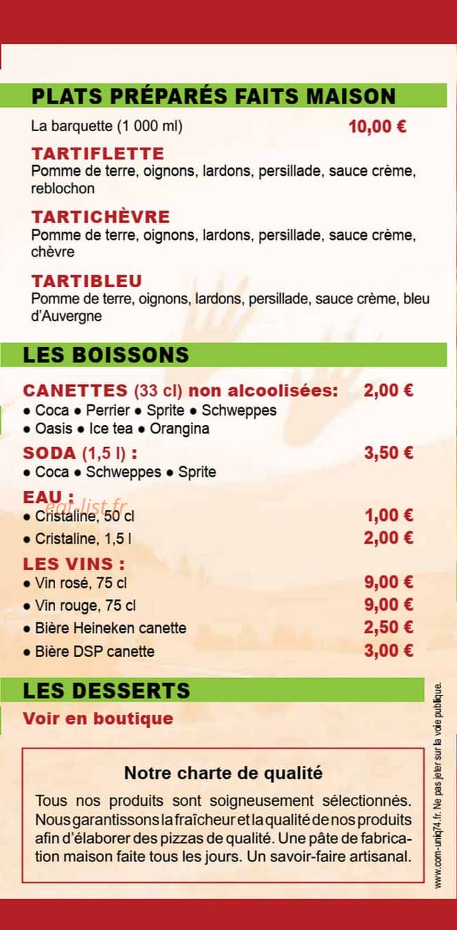 Pizzas d'Or val — carte page 6