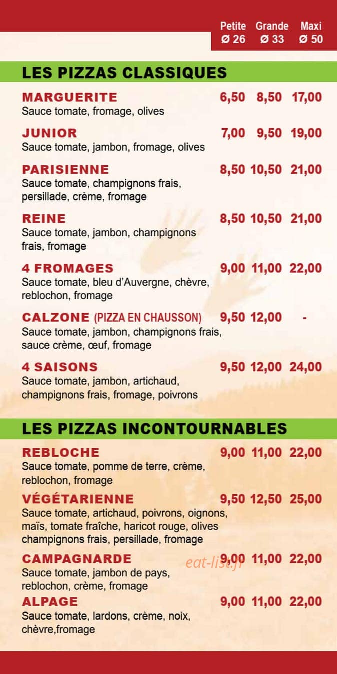 Pizzas d'Or val — carte page 2