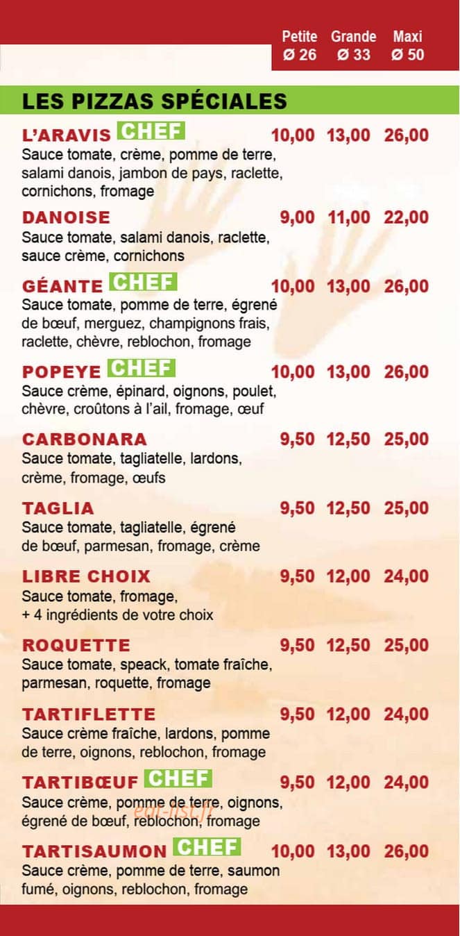 Pizzas d'Or val — carte page 4