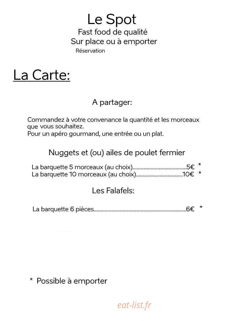 Le Spot — carte page 1