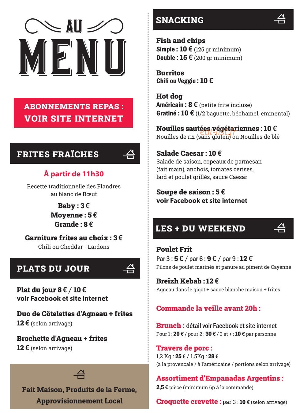 Au Menhir — carte page 2