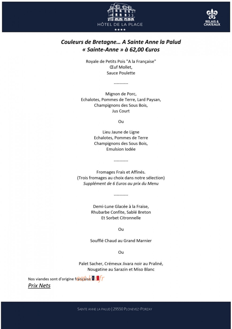 Hôtel de la Plage — carte page 1