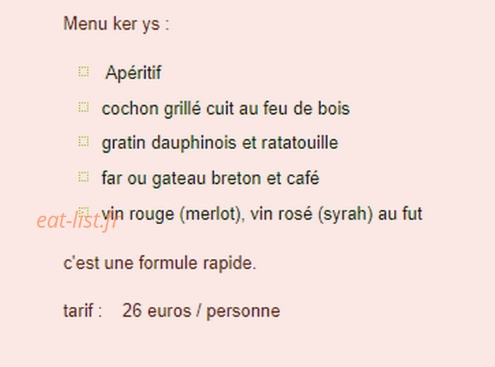Au Cochon Grillé — carte page 1