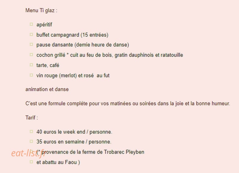 Au Cochon Grillé — carte page 2