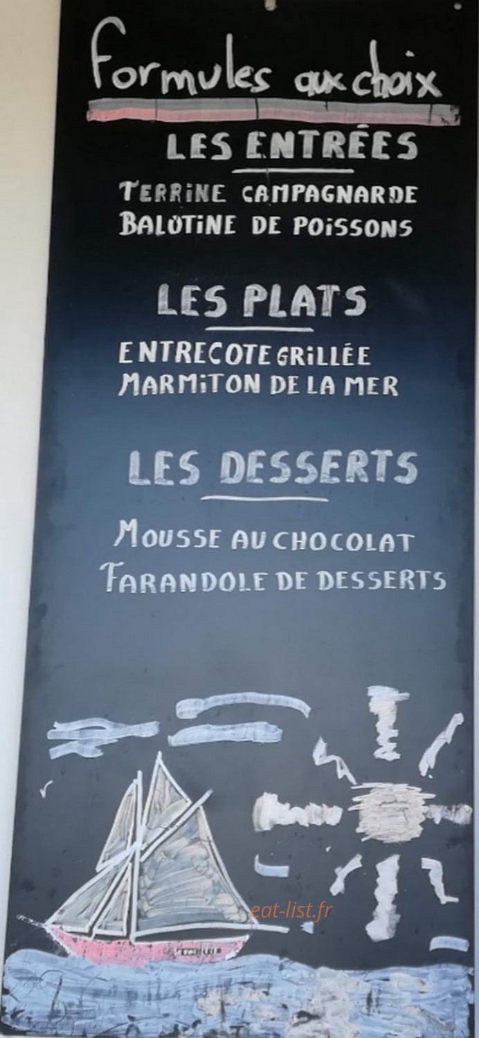 Carte et menu de La Voilerie à Camaret sur Mer — Les formules