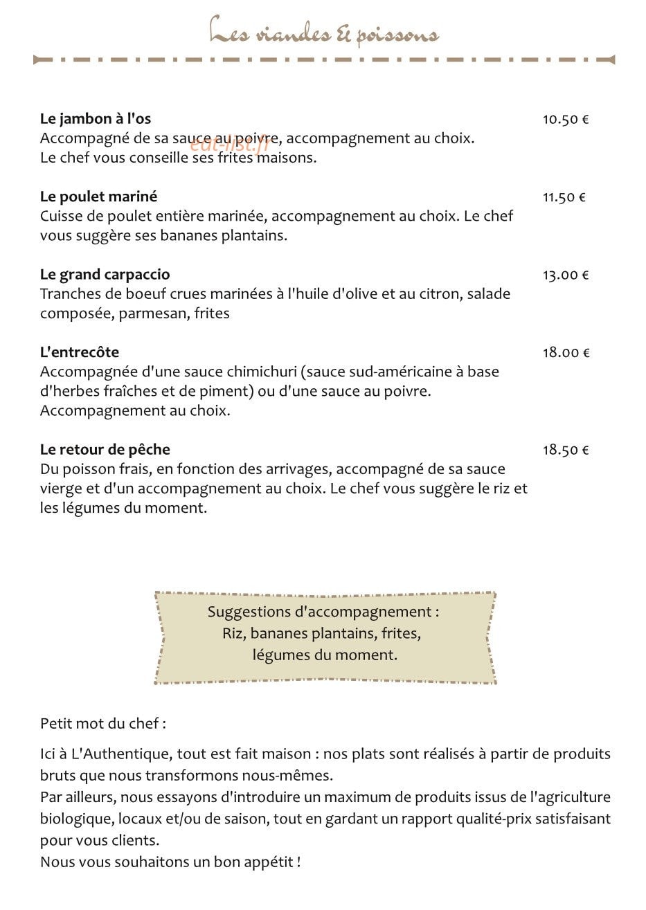 L'authentique — carte page 2
