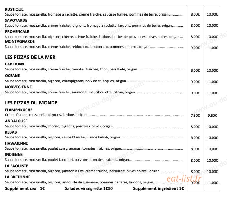 La Sandwicherie Pizzéria Du Faou — carte page 3