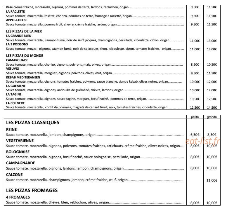 La Sandwicherie Pizzéria Du Faou — carte page 2