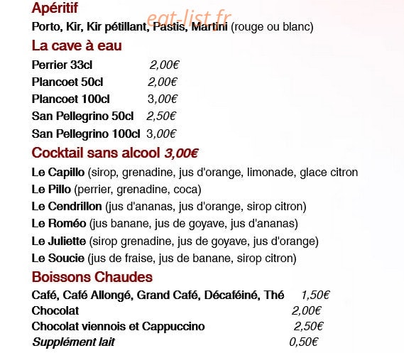 Snack Pizzeria Odelys — carte page 1