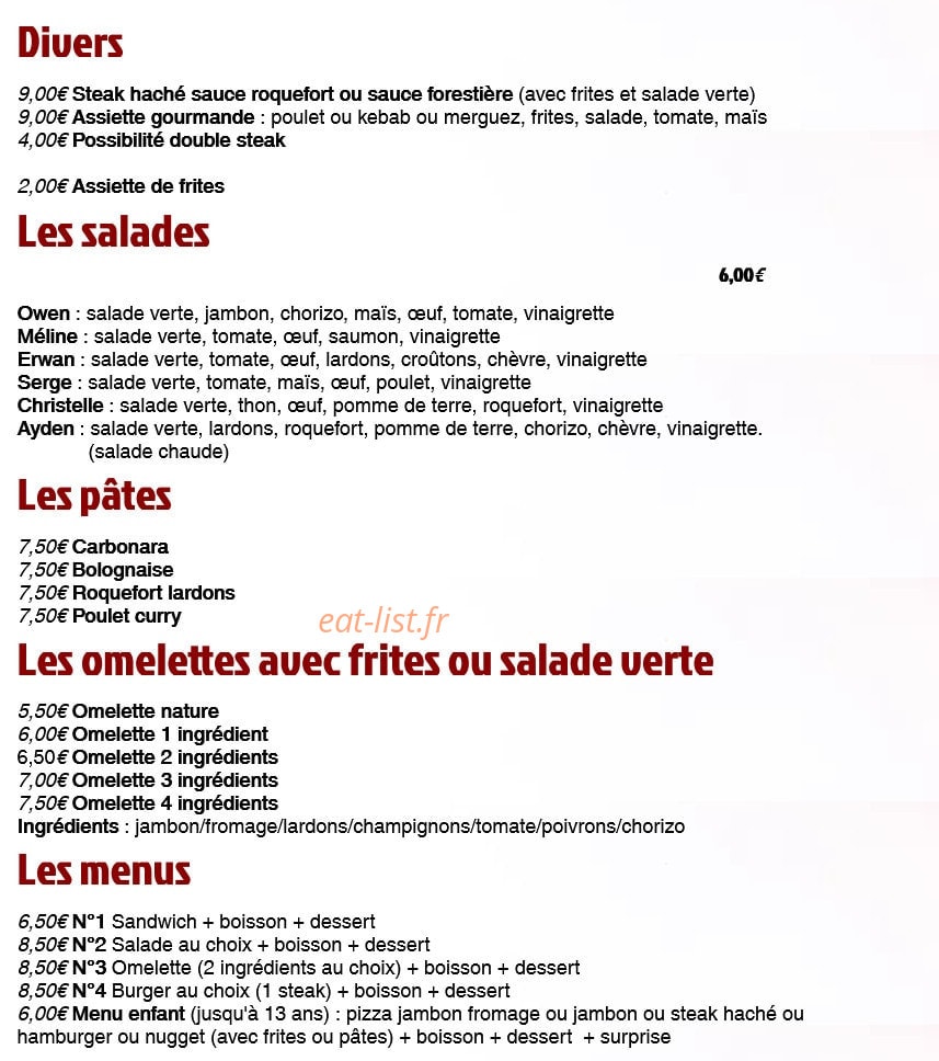 Snack Pizzeria Odelys — carte page 6