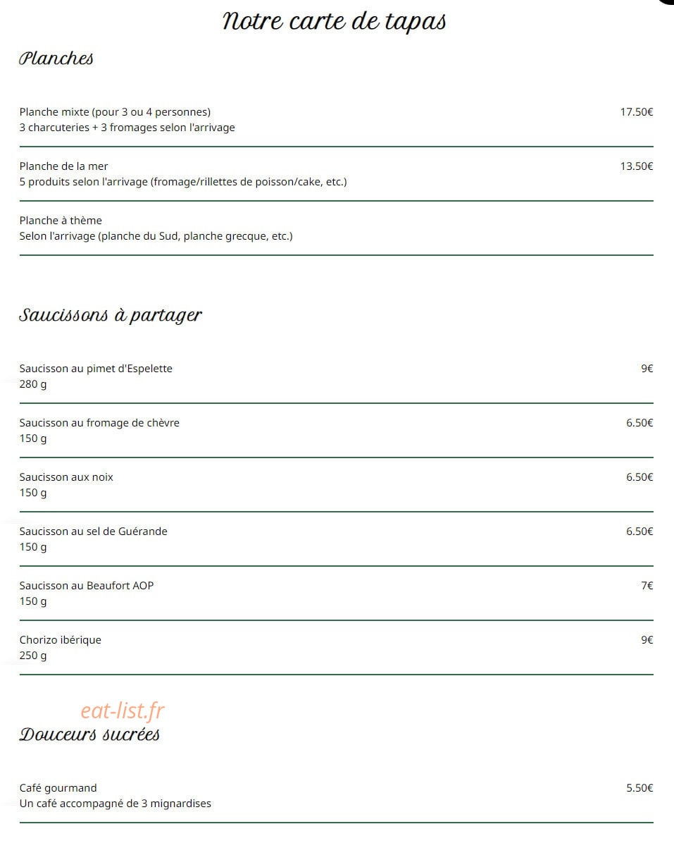 Afterwork — carte page 2