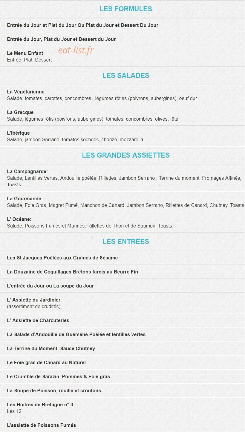 Brasserie de l'Europe — carte page 2