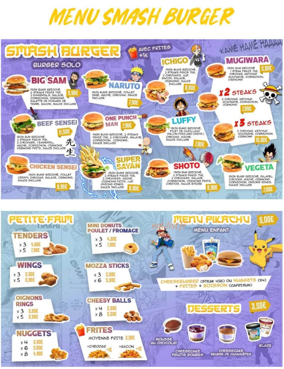 Burger Senseï — carte page 1