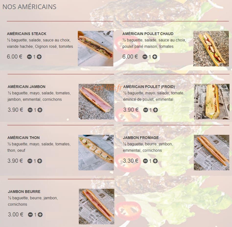 Burger Shop — carte page 2