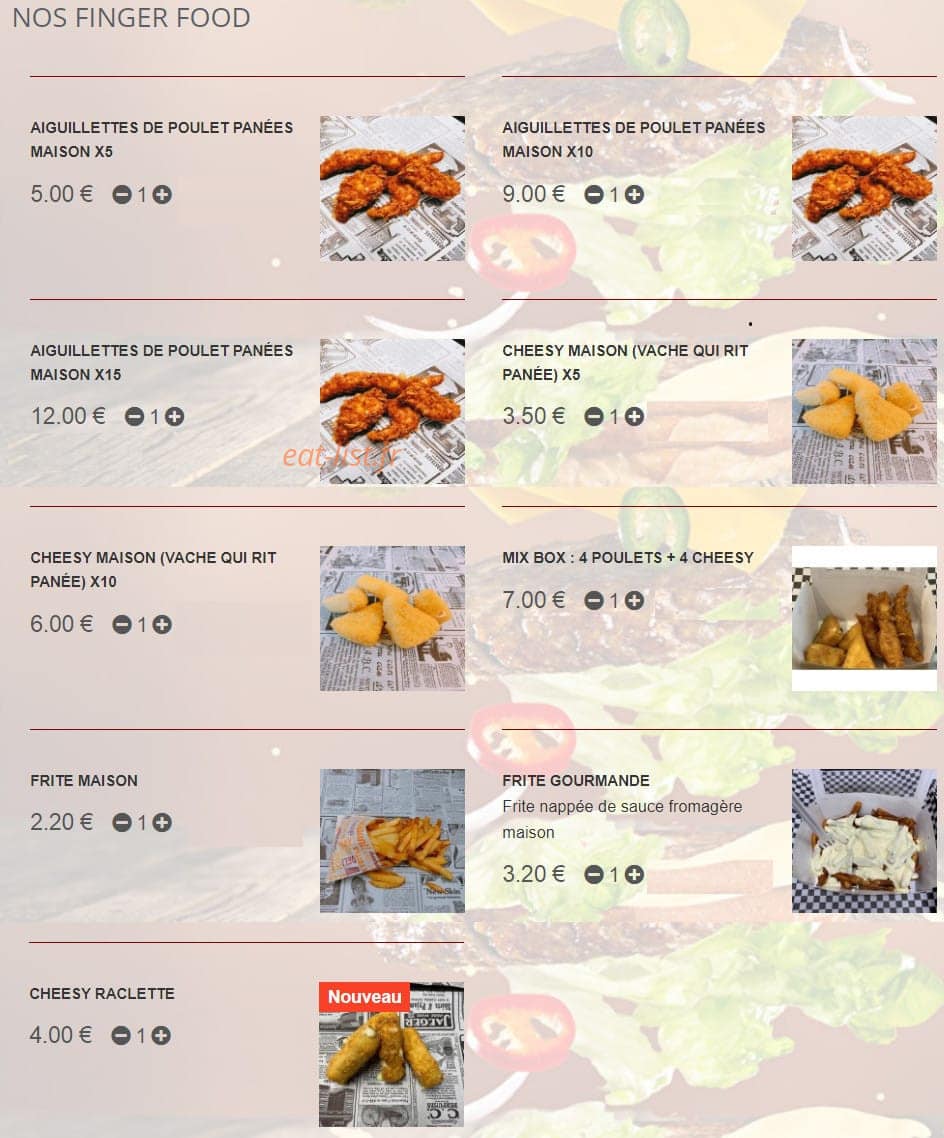 Burger Shop — carte page 3