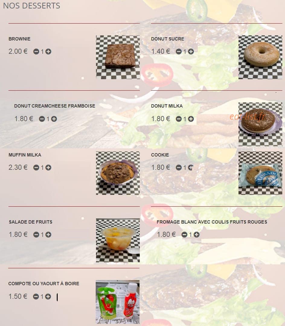 Burger Shop — carte page 6