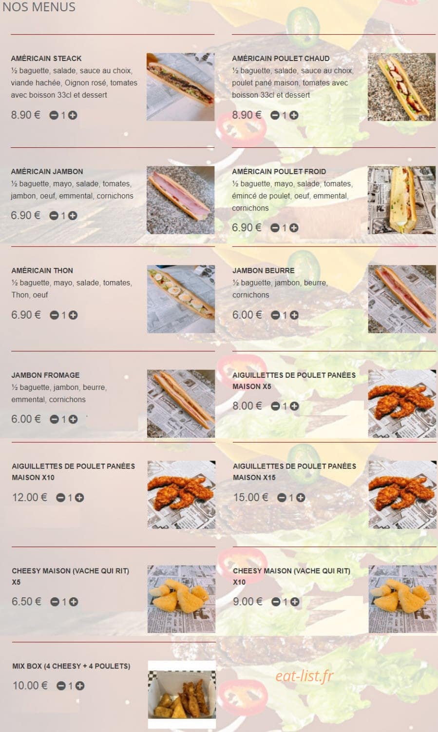 Burger Shop — carte page 4