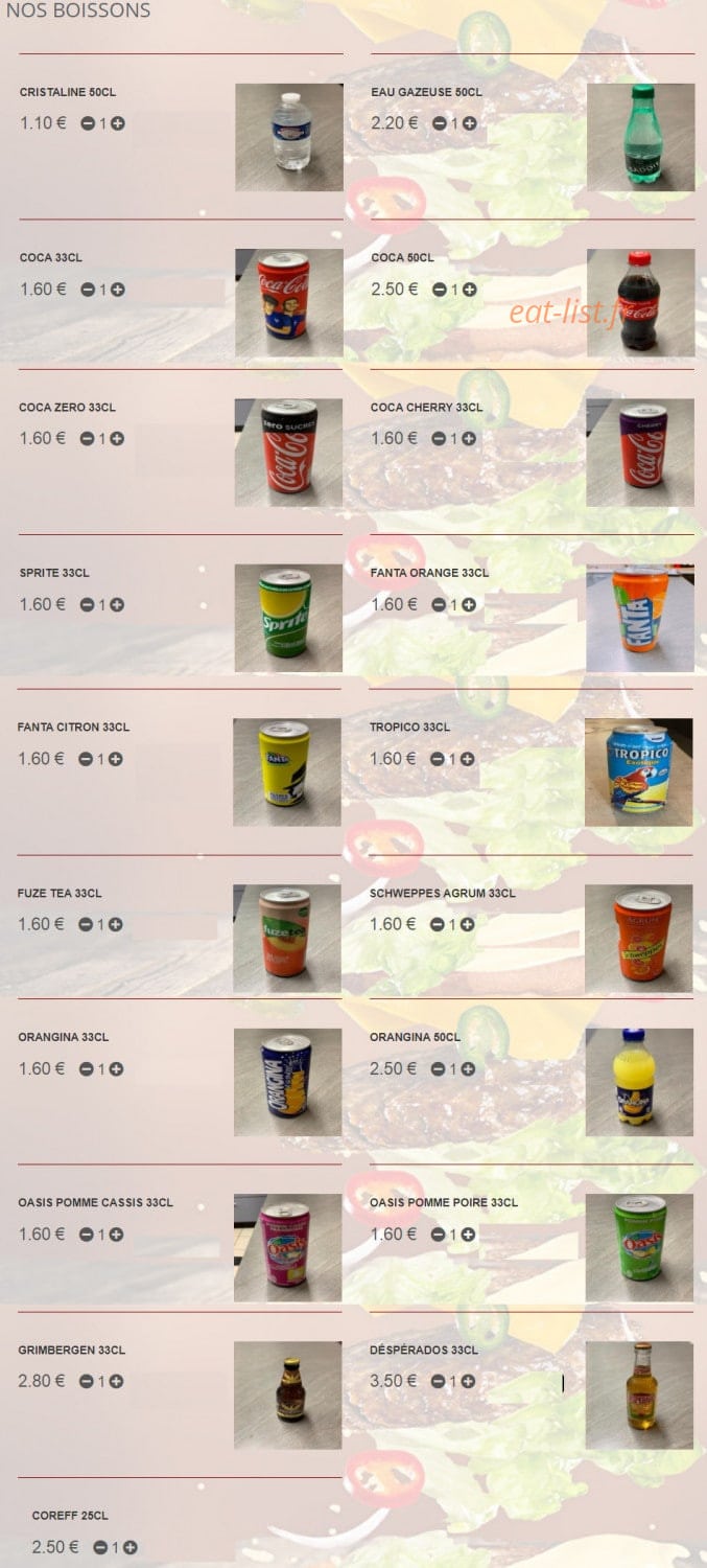 Burger Shop — carte page 7