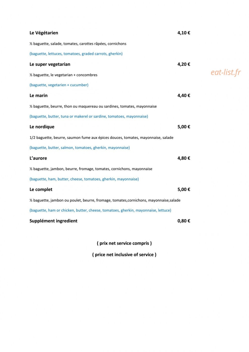 Café de l'aurore — carte page 8