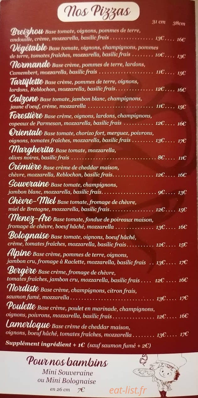 Pizza Bella — carte page 2