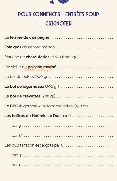 La Marinière — carte page 1