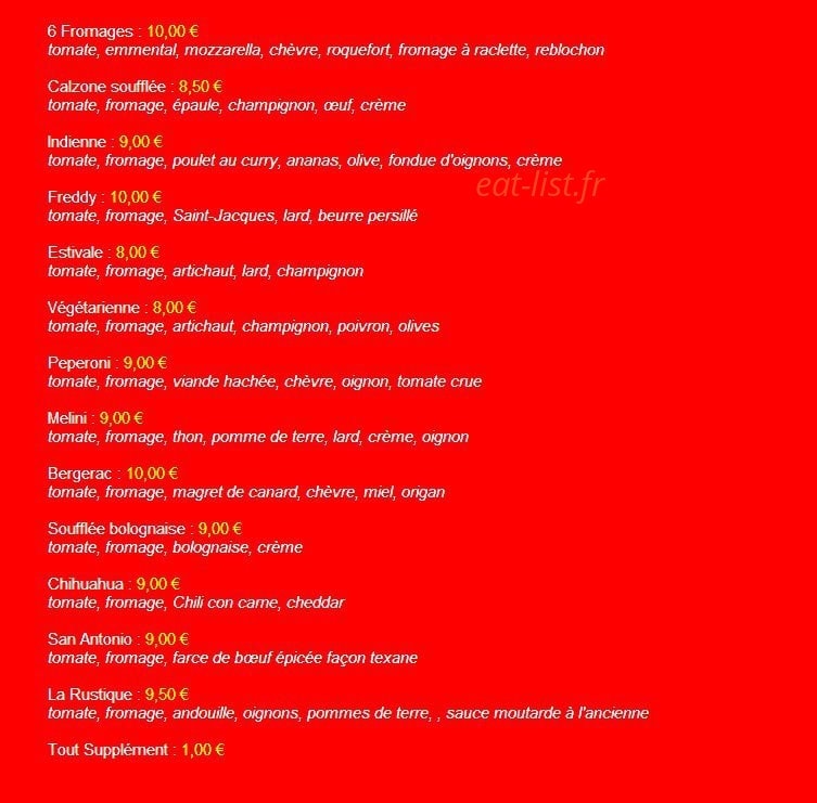 Taco Pizz' — carte page 2