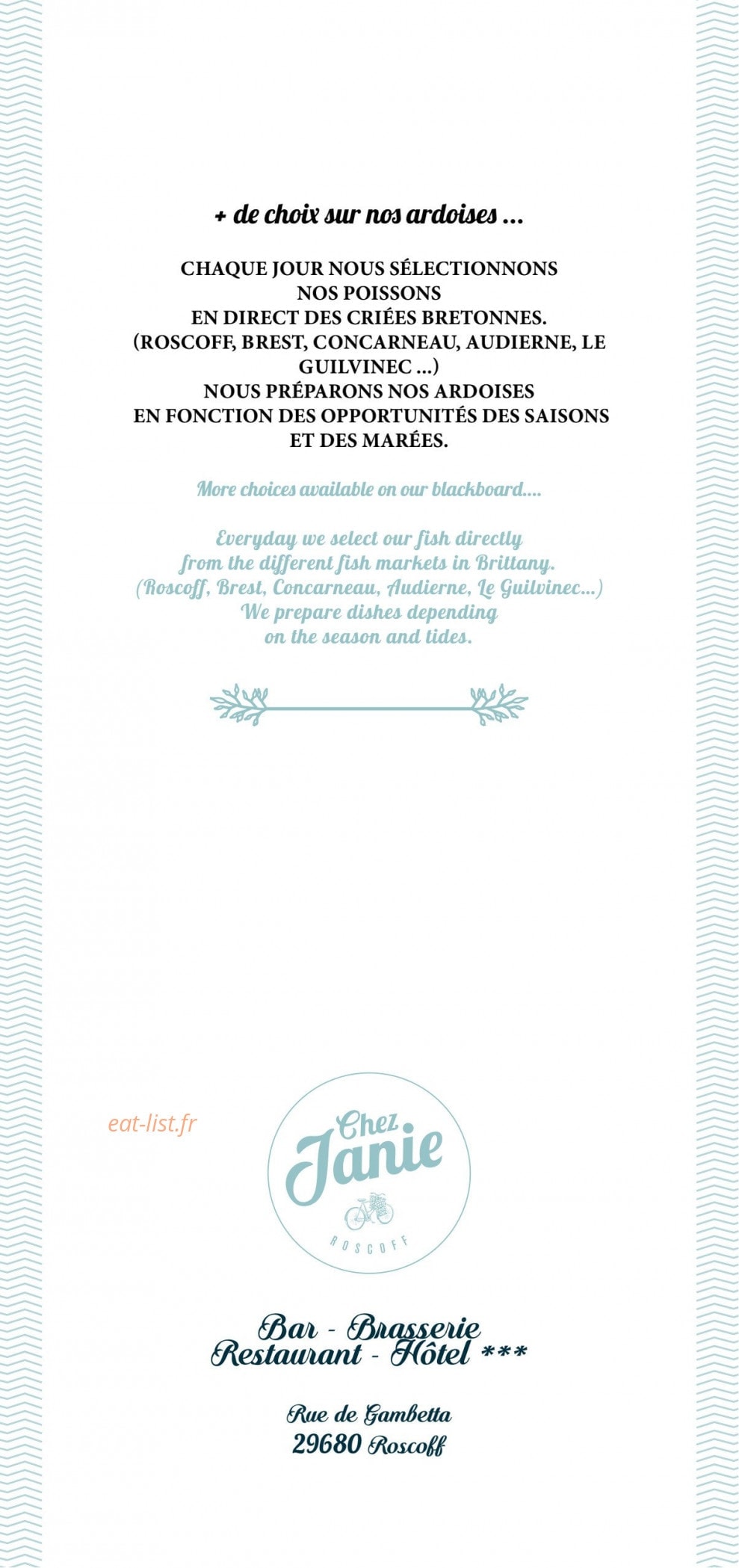 Chez Janie — carte page 8